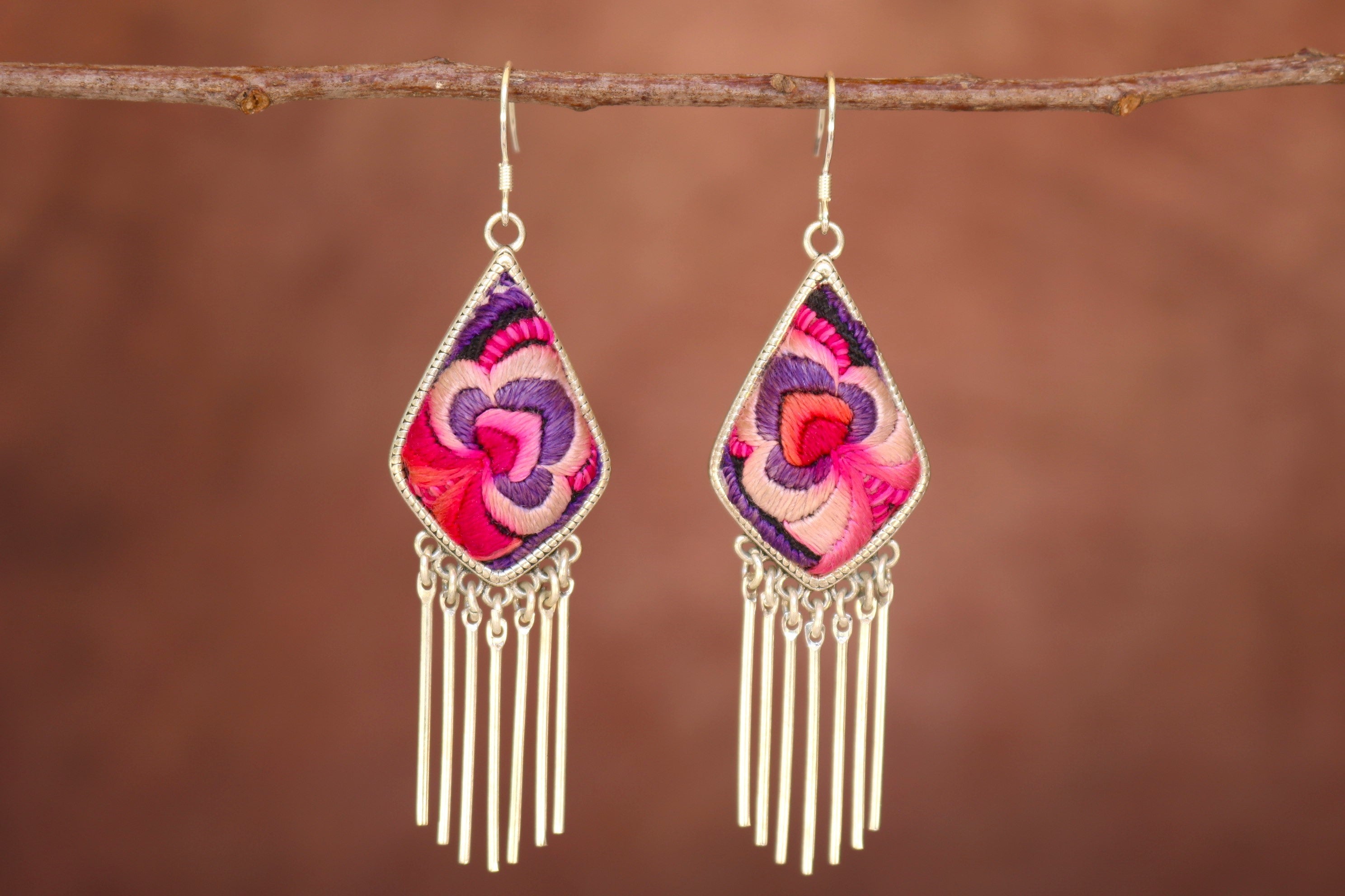 Blink and Bliss Embroidered Tassel Earrings