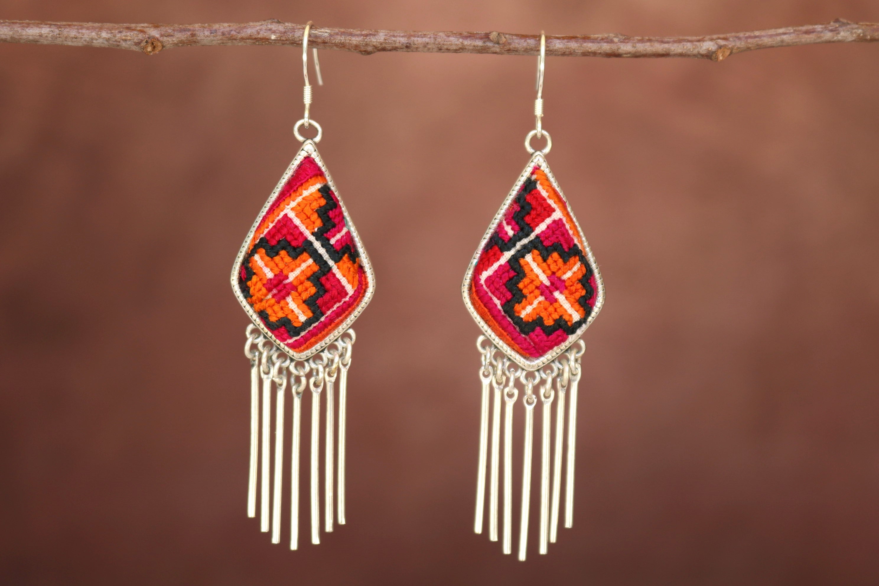 Blink and Bliss Embroidered Tassel Earrings