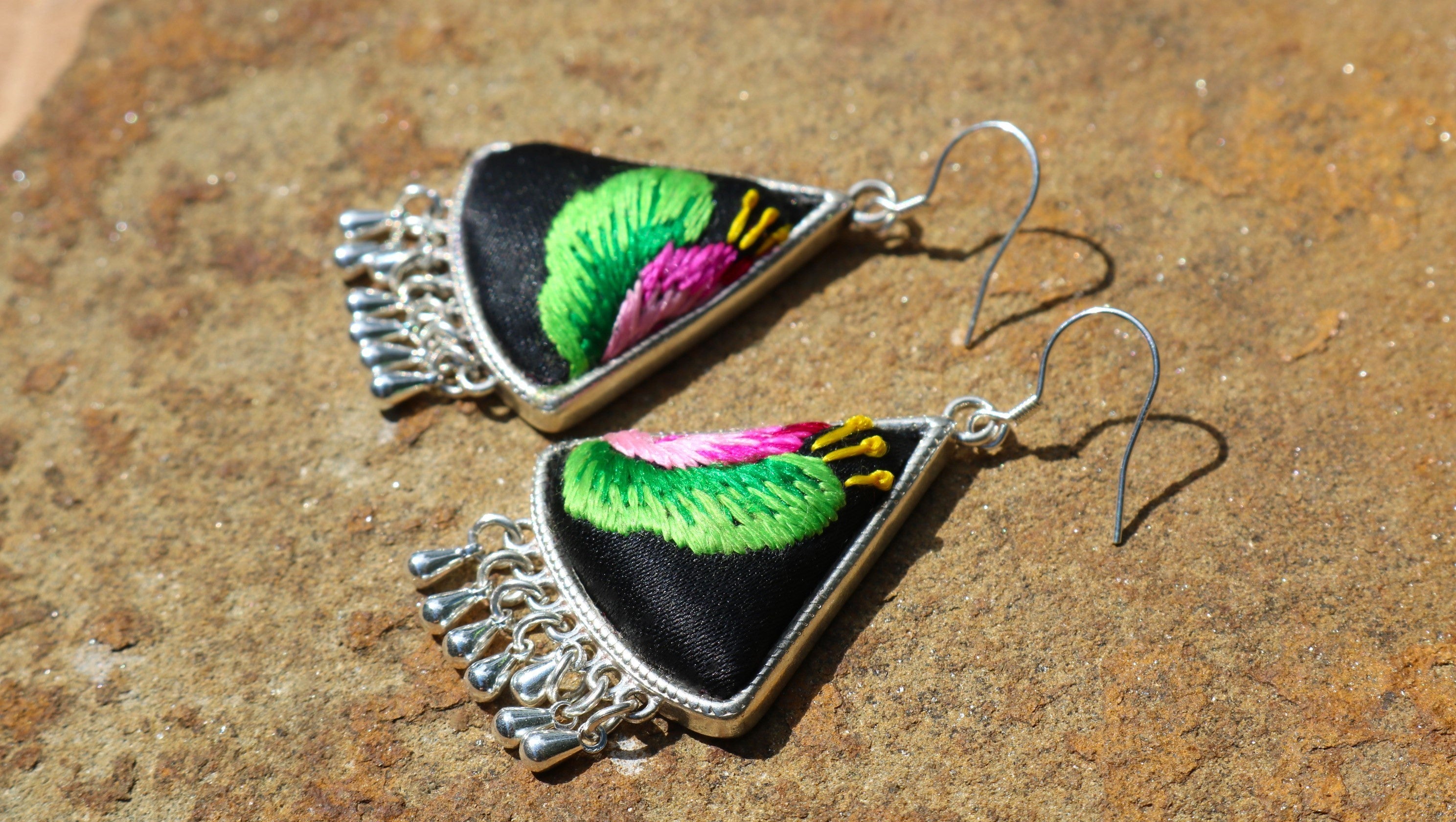 Tranquil Embroidered Teardrop Earrings