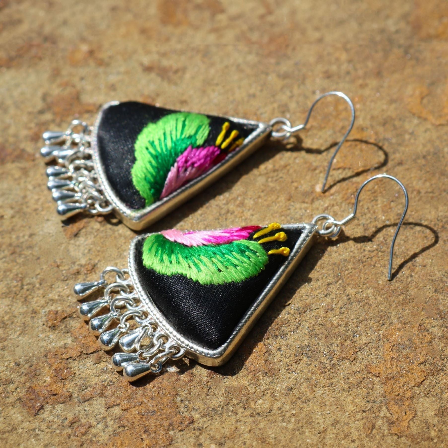 Tranquil Hand Embroidered Teardrop Earrings