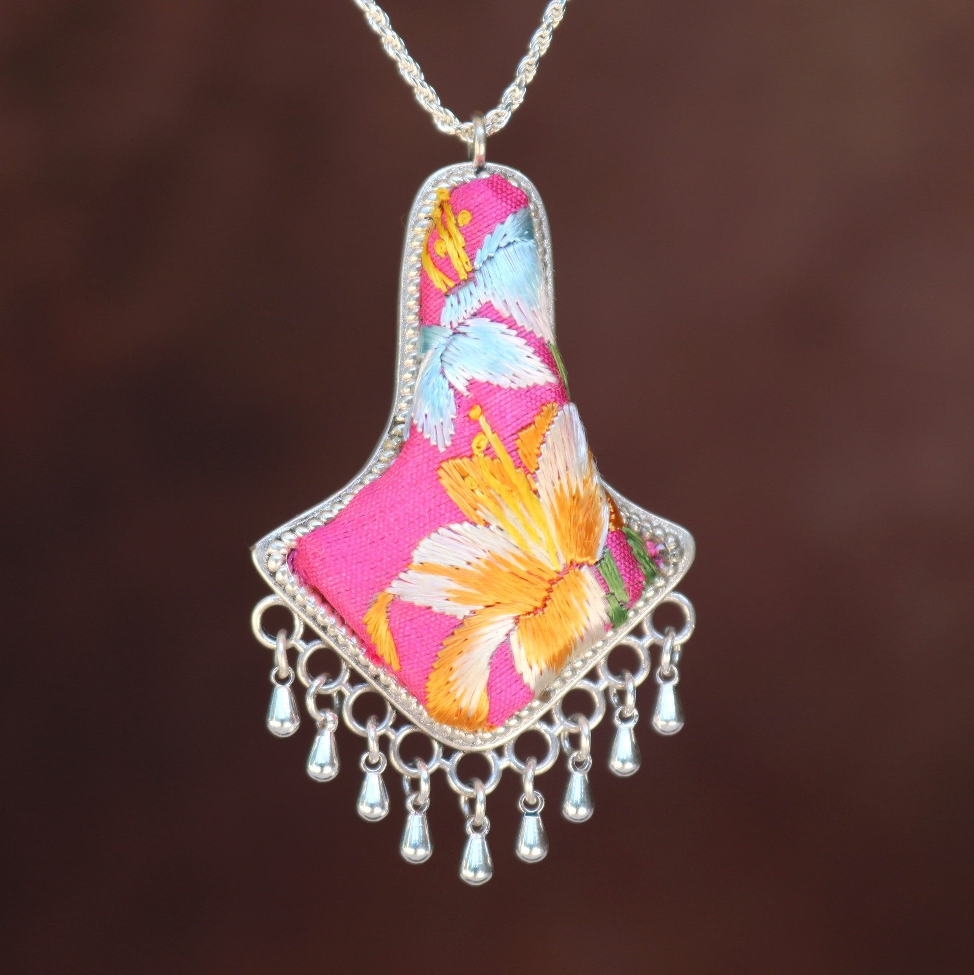 Harmony Bell Hand Embroidered Necklace