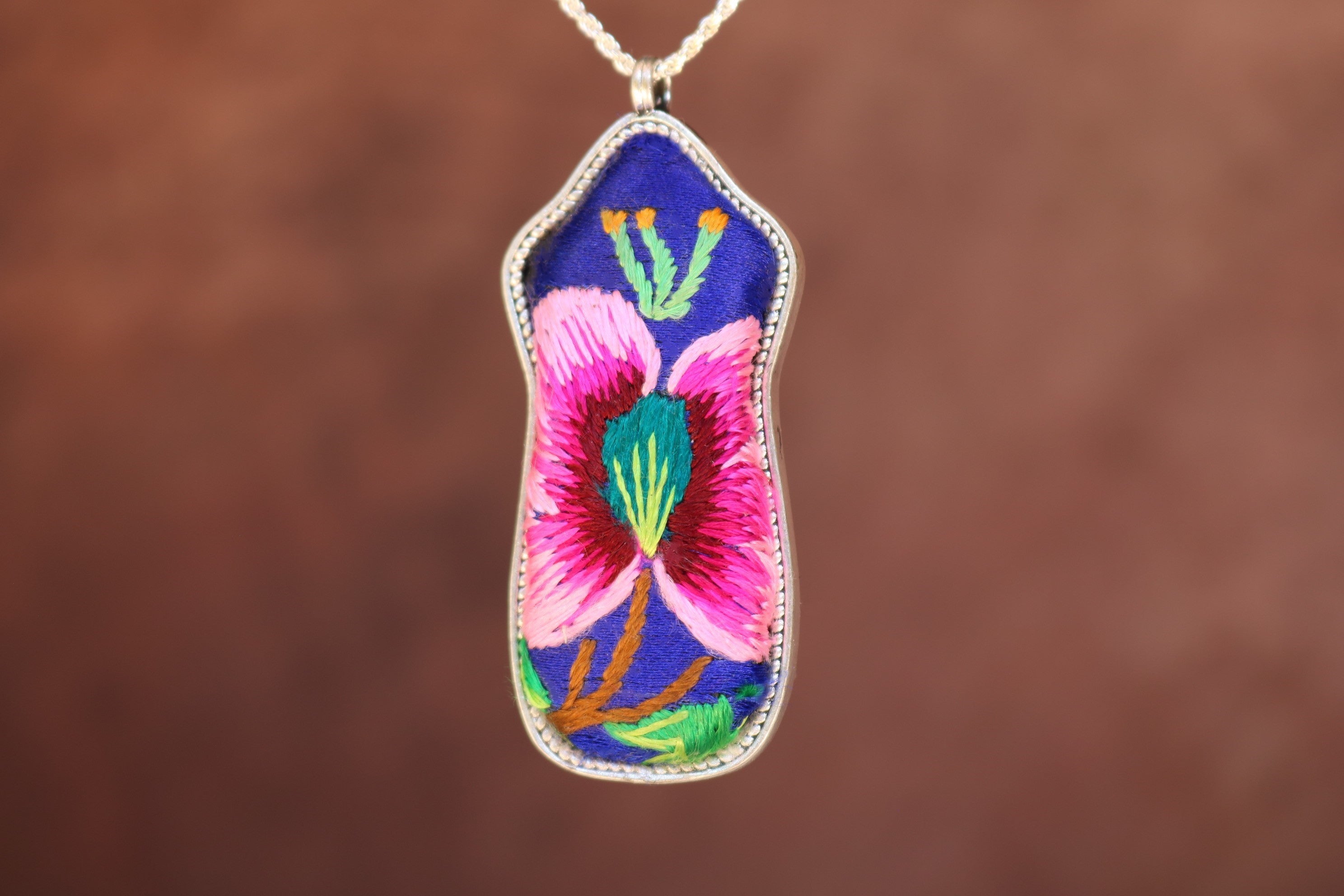 Fortune Tablet Embroidered Necklace