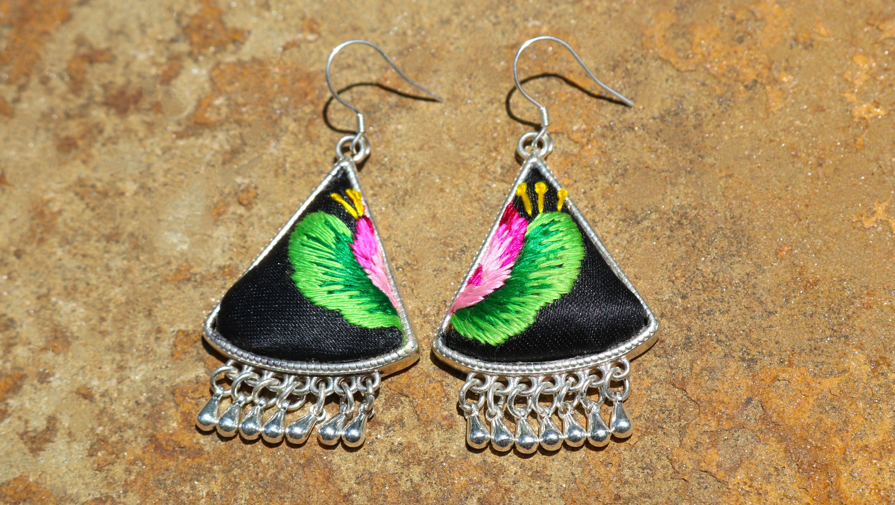 Tranquil Embroidered Teardrop Earrings