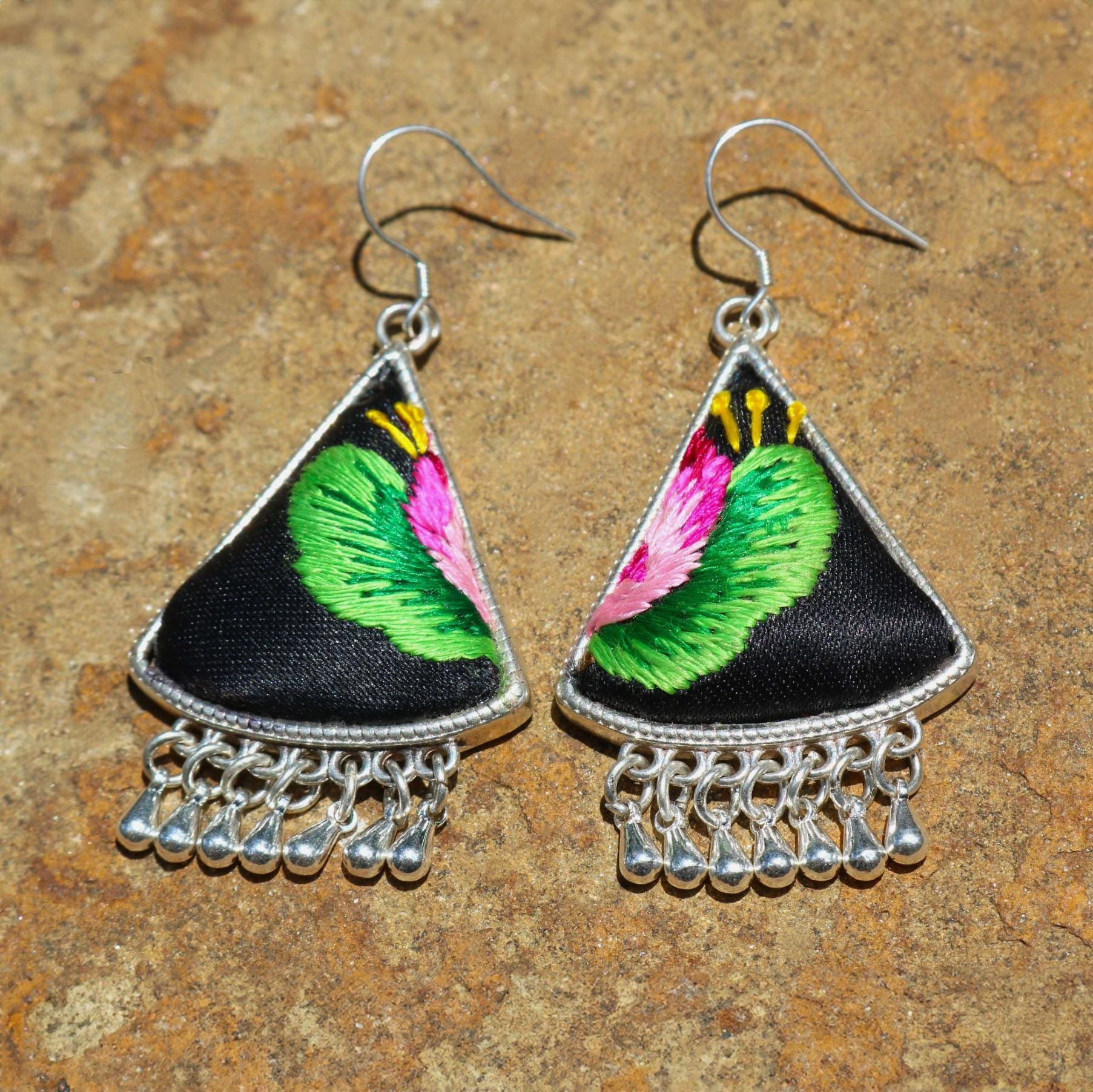 Tranquil Hand Embroidered Teardrop Earrings