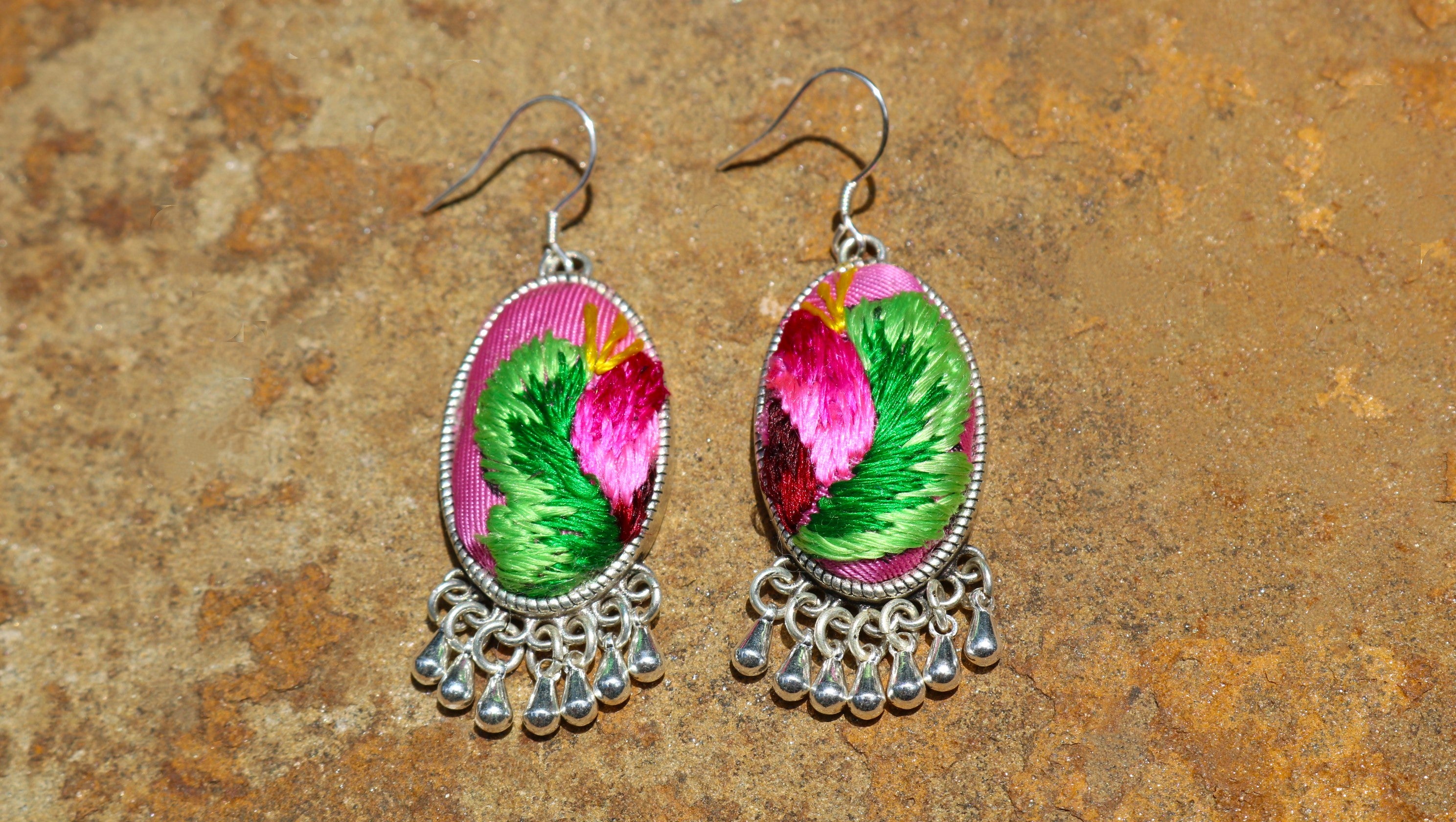 Serenity Embroidered Teardrop Earrings