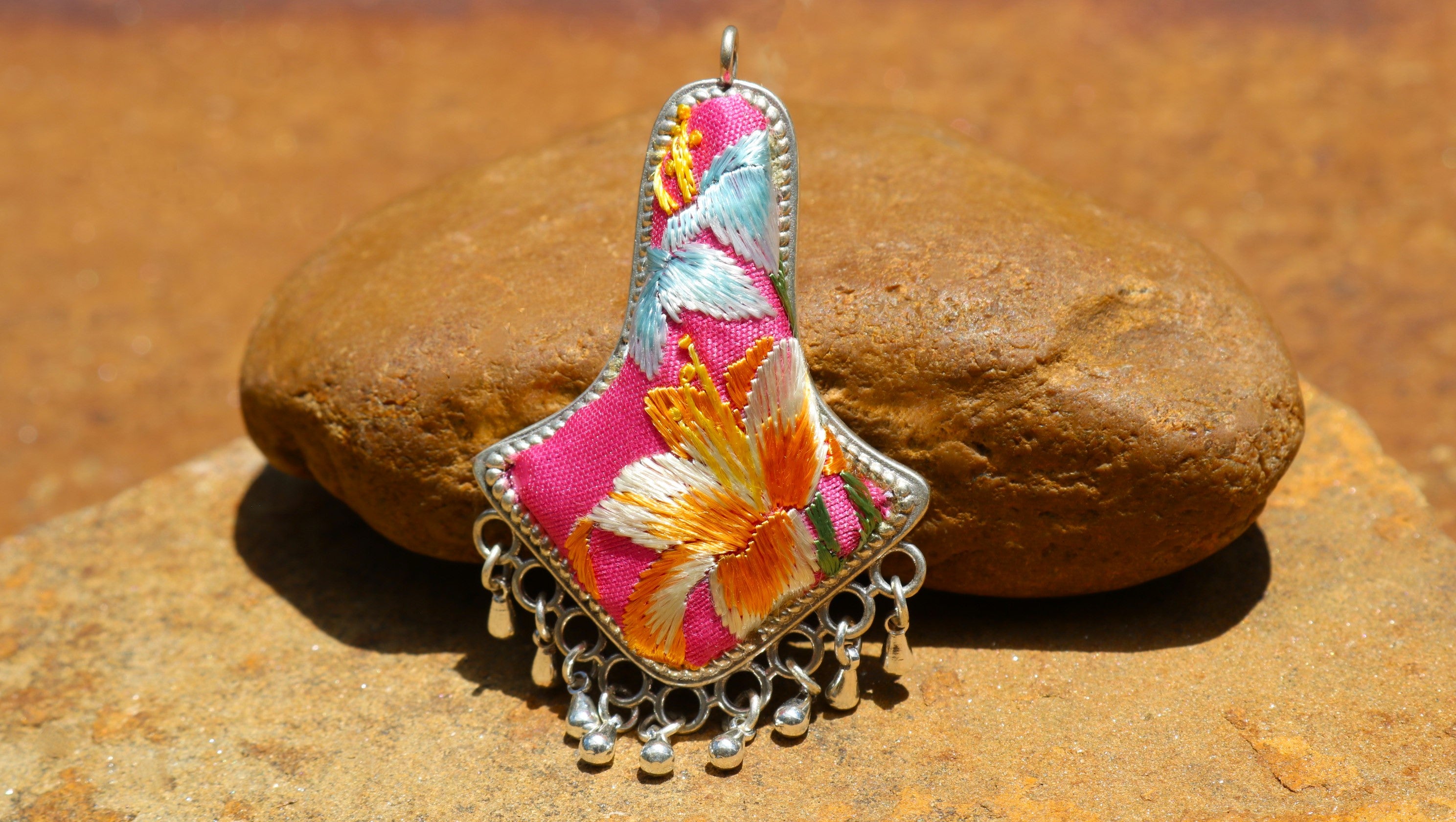 Harmony Bell Embroidered Necklace with Teardrops