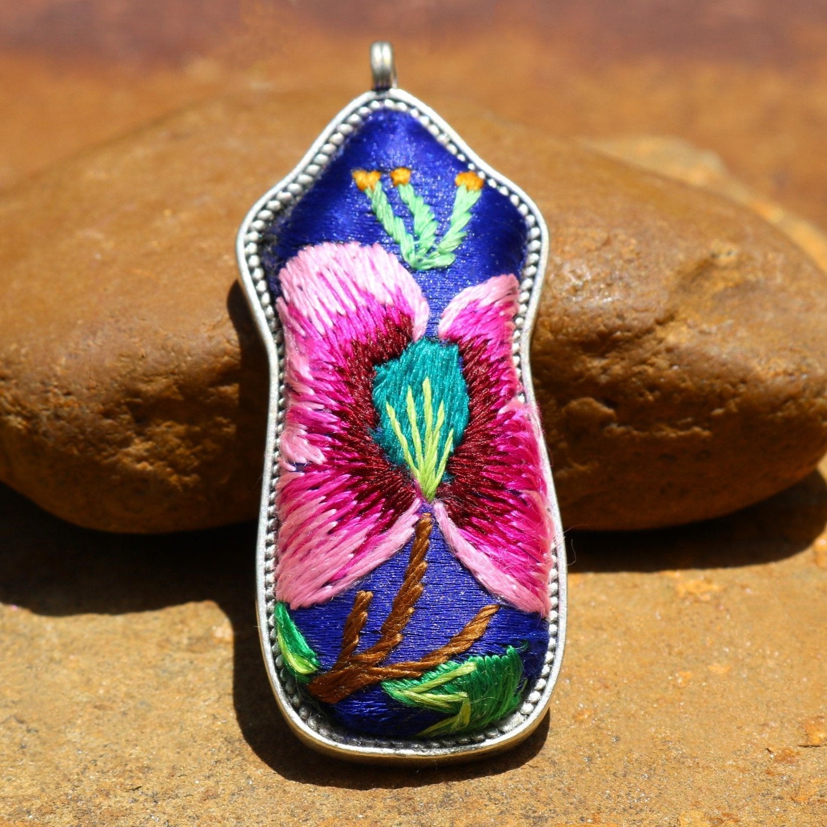 Eternal Fortune Tablet Hand Embroidered Necklace