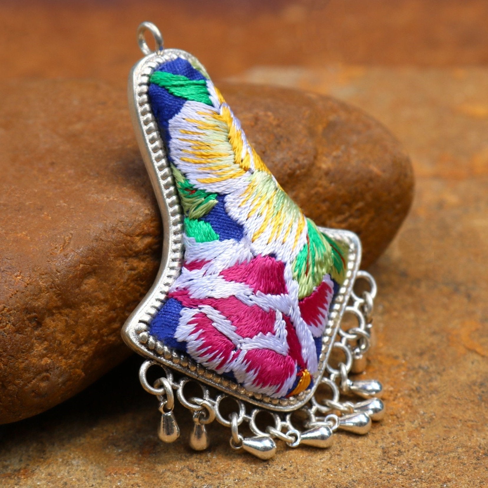 Harmony Bell Hand Embroidered Necklace