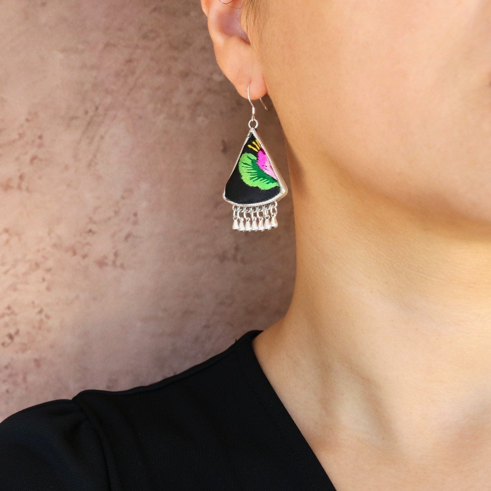 Tranquil Hand Embroidered Teardrop Earrings