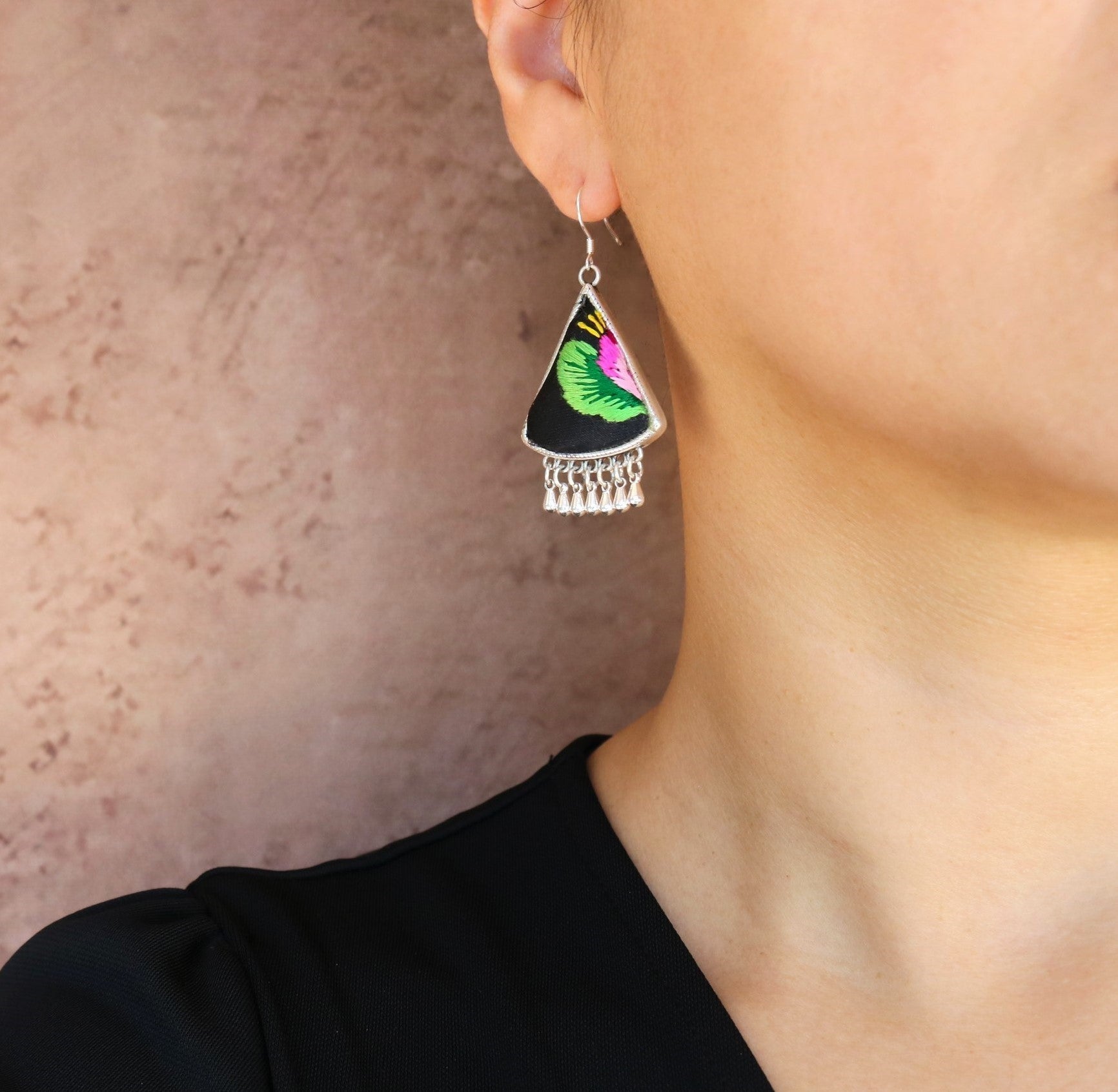 Tranquil Embroidered Teardrop Earrings