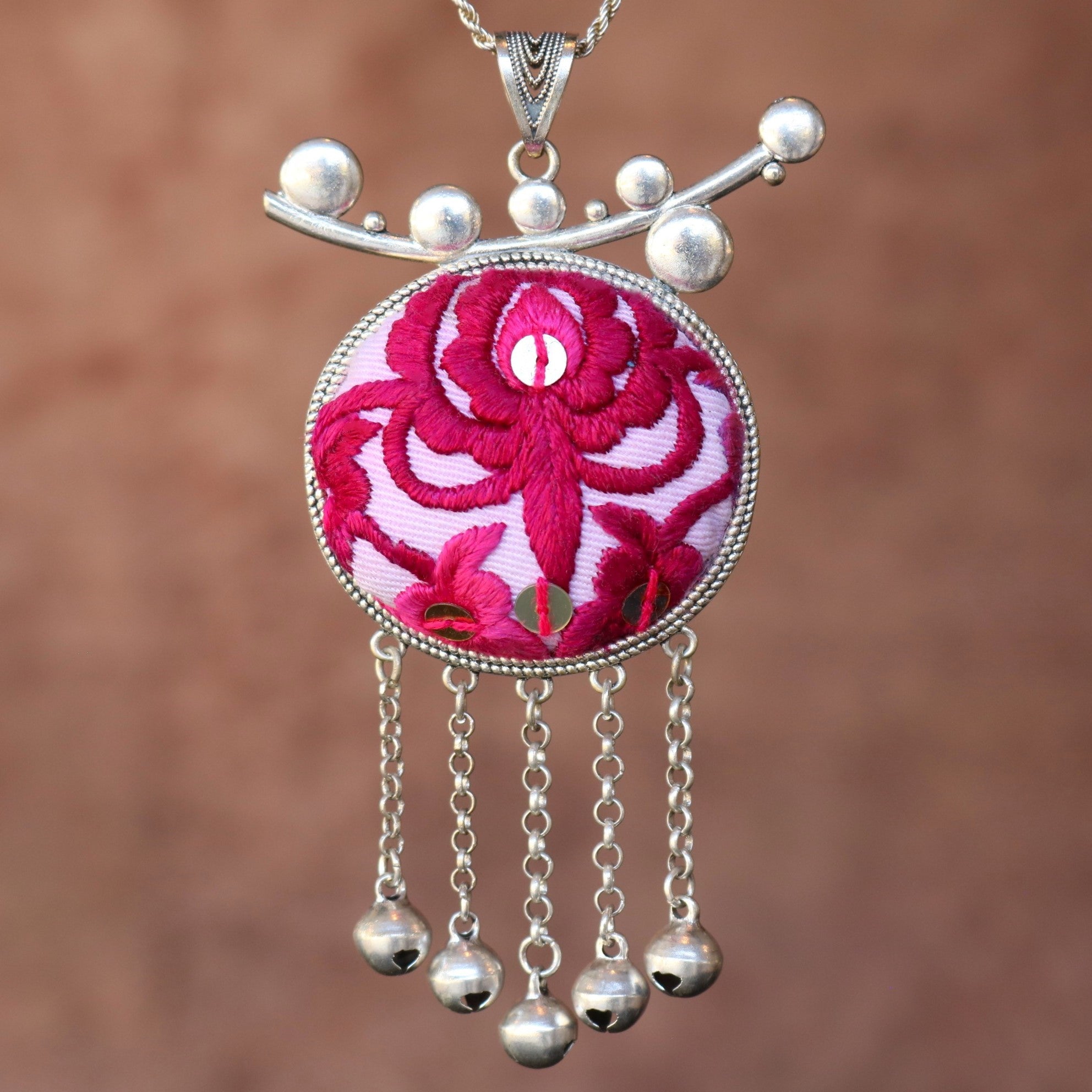 Pomegranates Joy Hand Embroidered Necklace