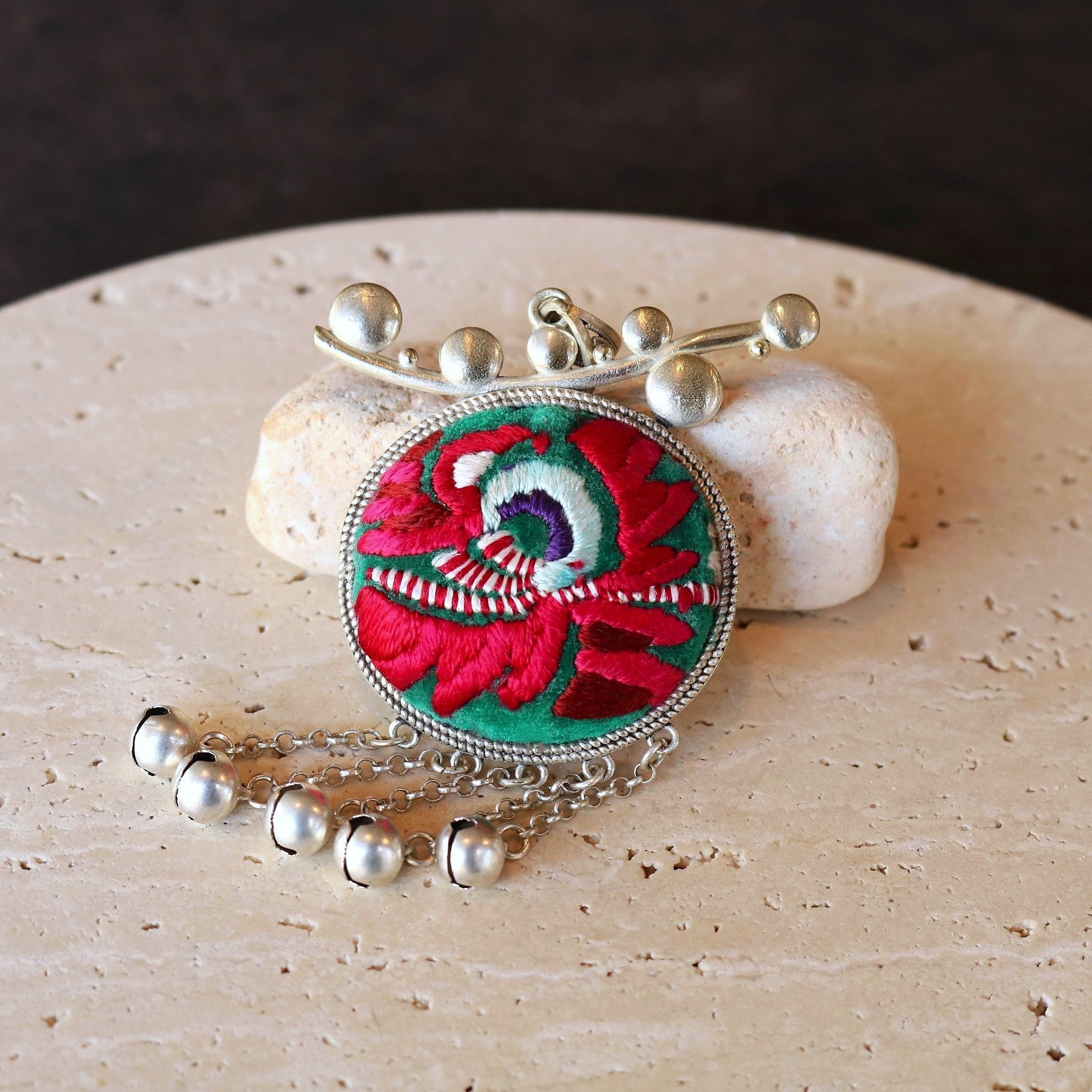 Pomegranates Joy Hand Embroidered Necklace