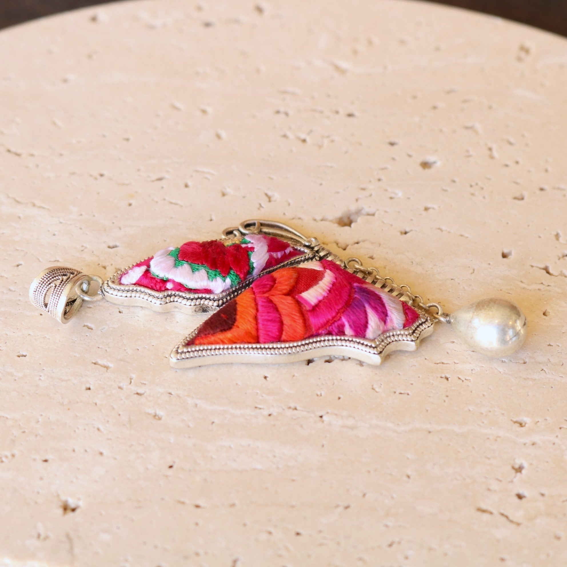 Wings of Solace Embroidered Butterfly Necklace