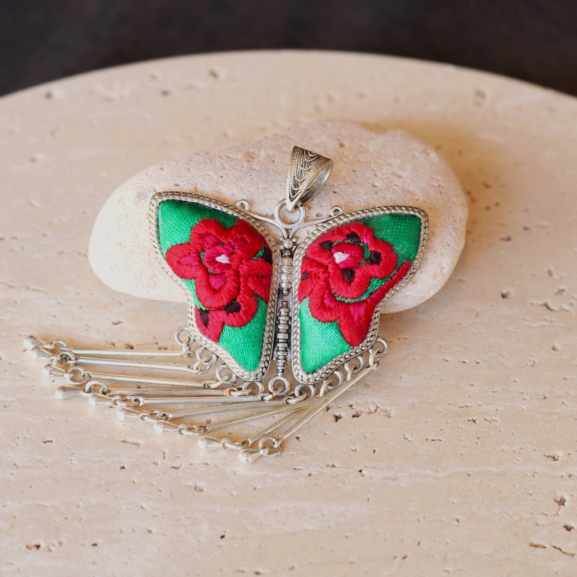 Butterfly Mother’s Whisper Hand Embroidered Necklace