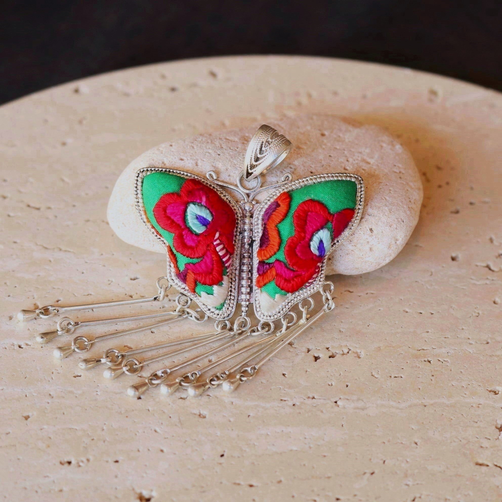 Butterfly Mother’s Whisper Hand Embroidered Necklace