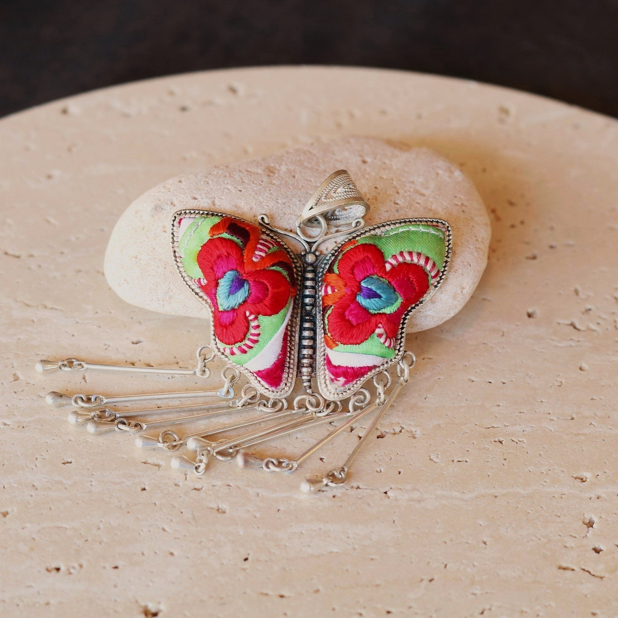 Butterfly Mother’s Whisper Hand Embroidered Necklace