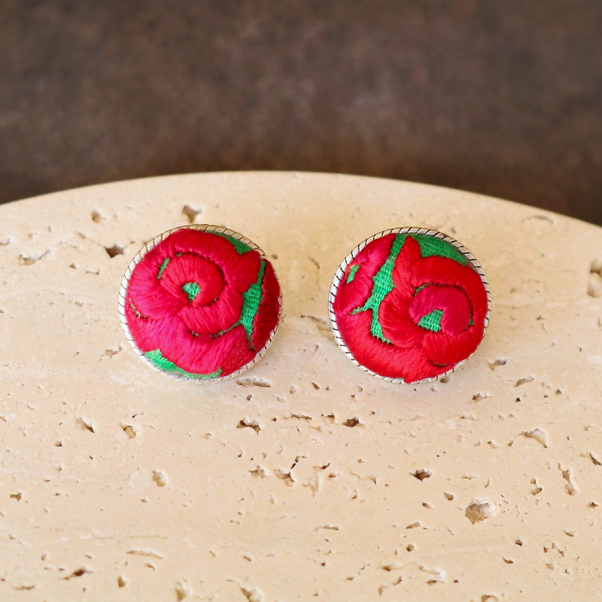 Infinity Circlets Hand Embroidered Stud Earrings