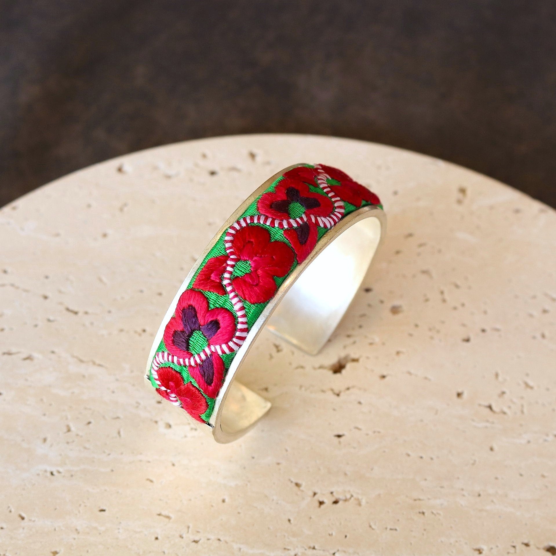 Adjustable Embroidered Cuff Bracelet of Benevolence