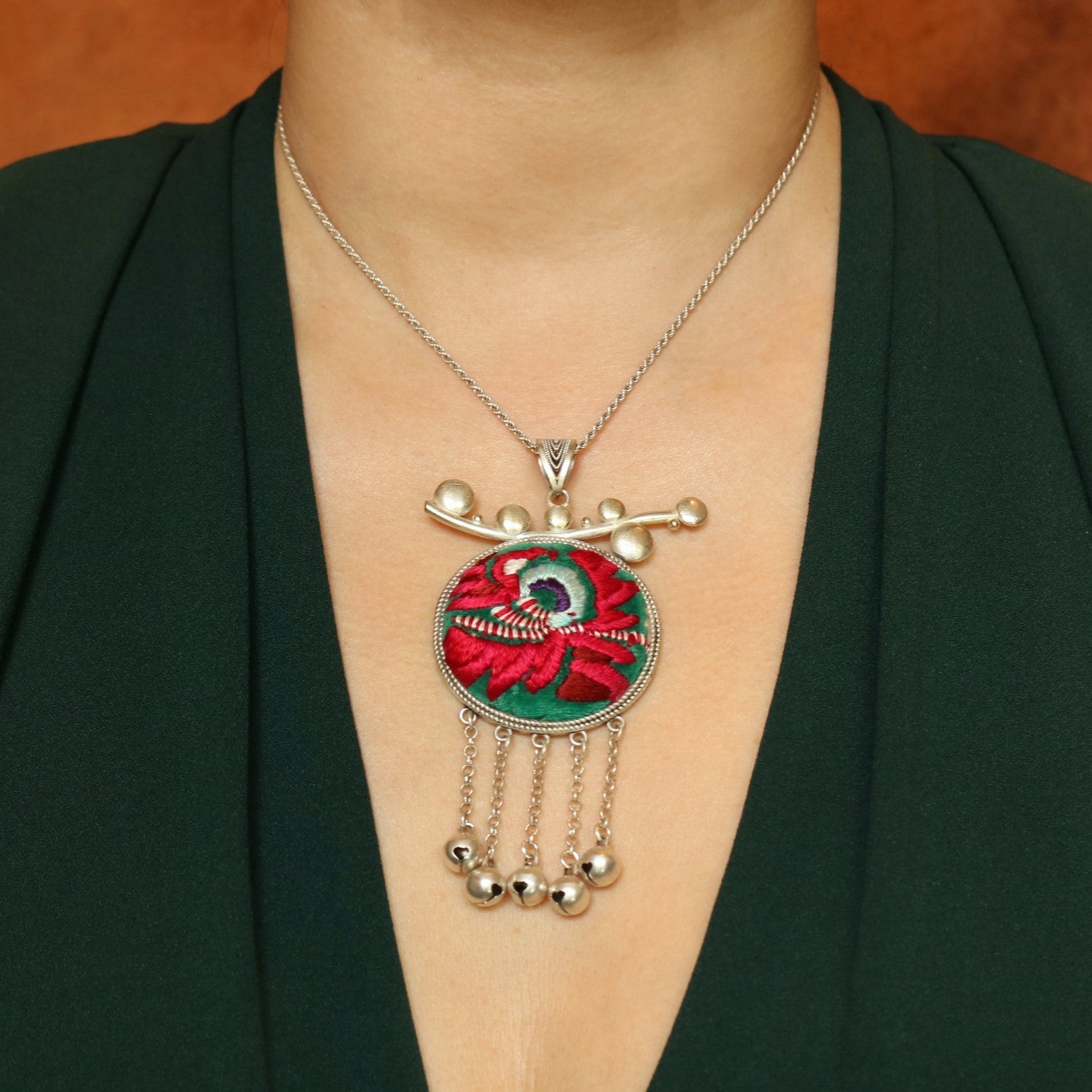 Pomegranates Joy Hand Embroidered Necklace