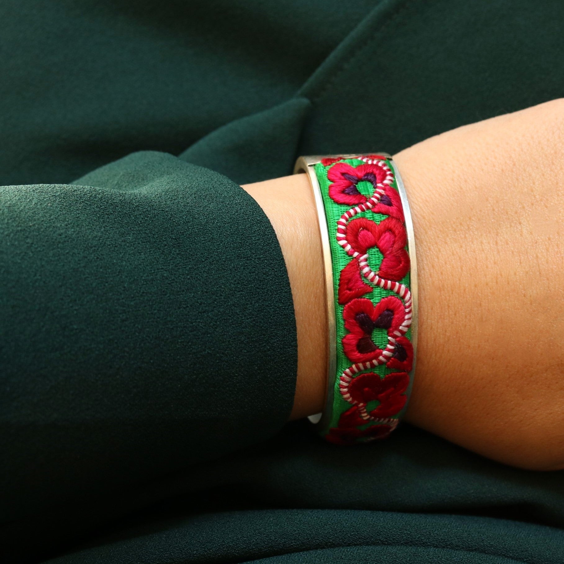 Adjustable Embroidered Cuff Bracelet of Benevolence