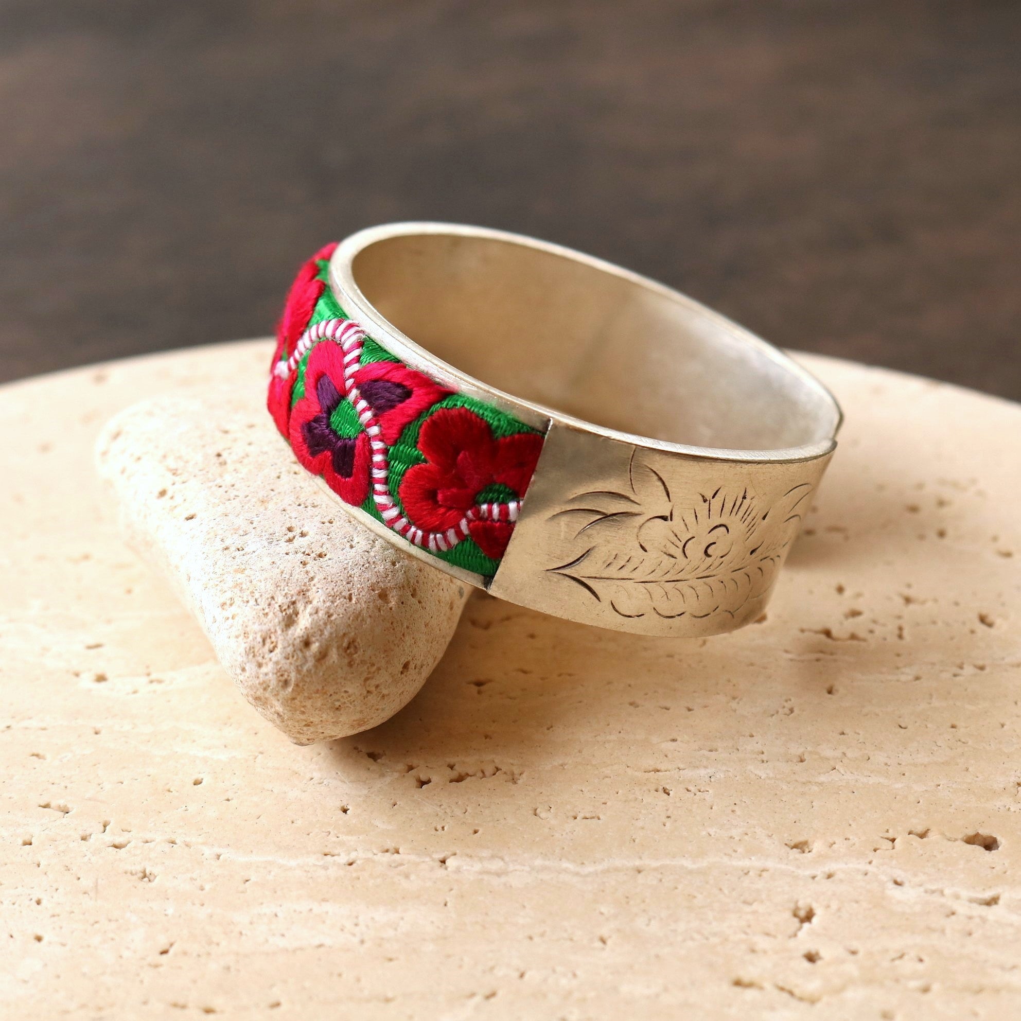 Adjustable Embroidered Cuff Bracelet of Benevolence