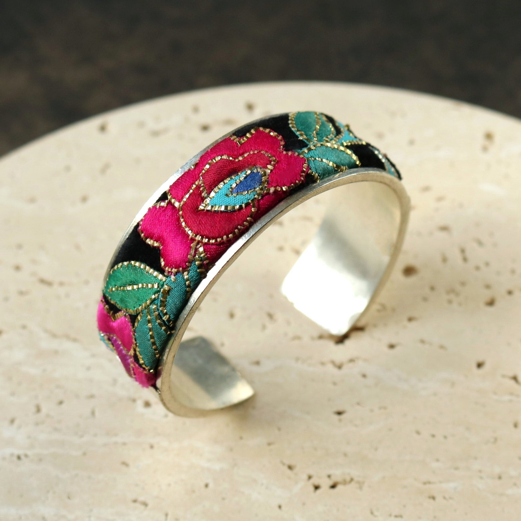 Hand Embroidered Cuff Bracelet of Benevolence