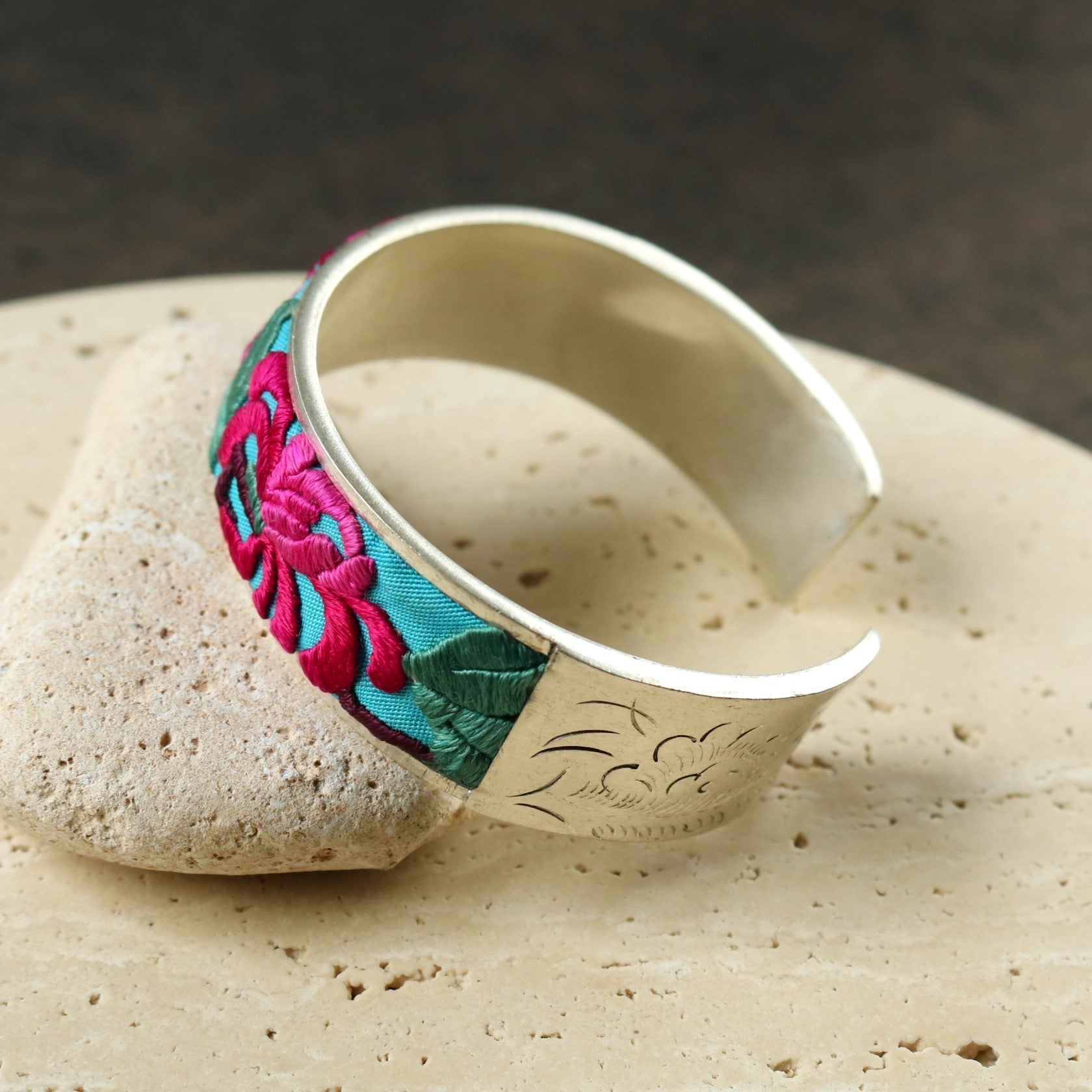 Hand Embroidered Cuff Bracelet of Benevolence