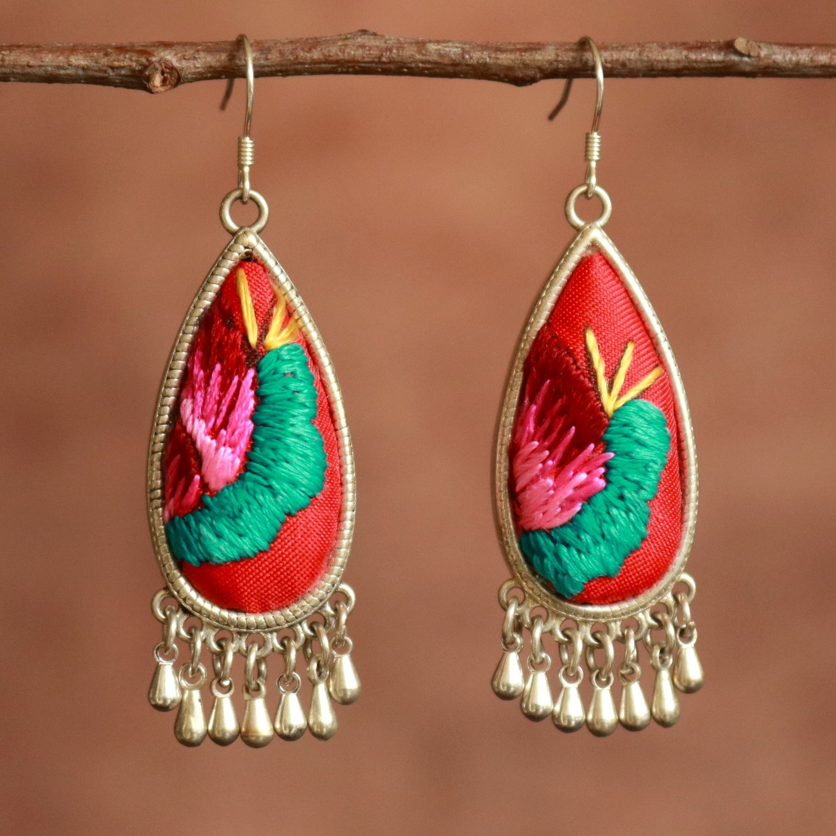 Serenity Hand Embroidered Teardrop Earrings