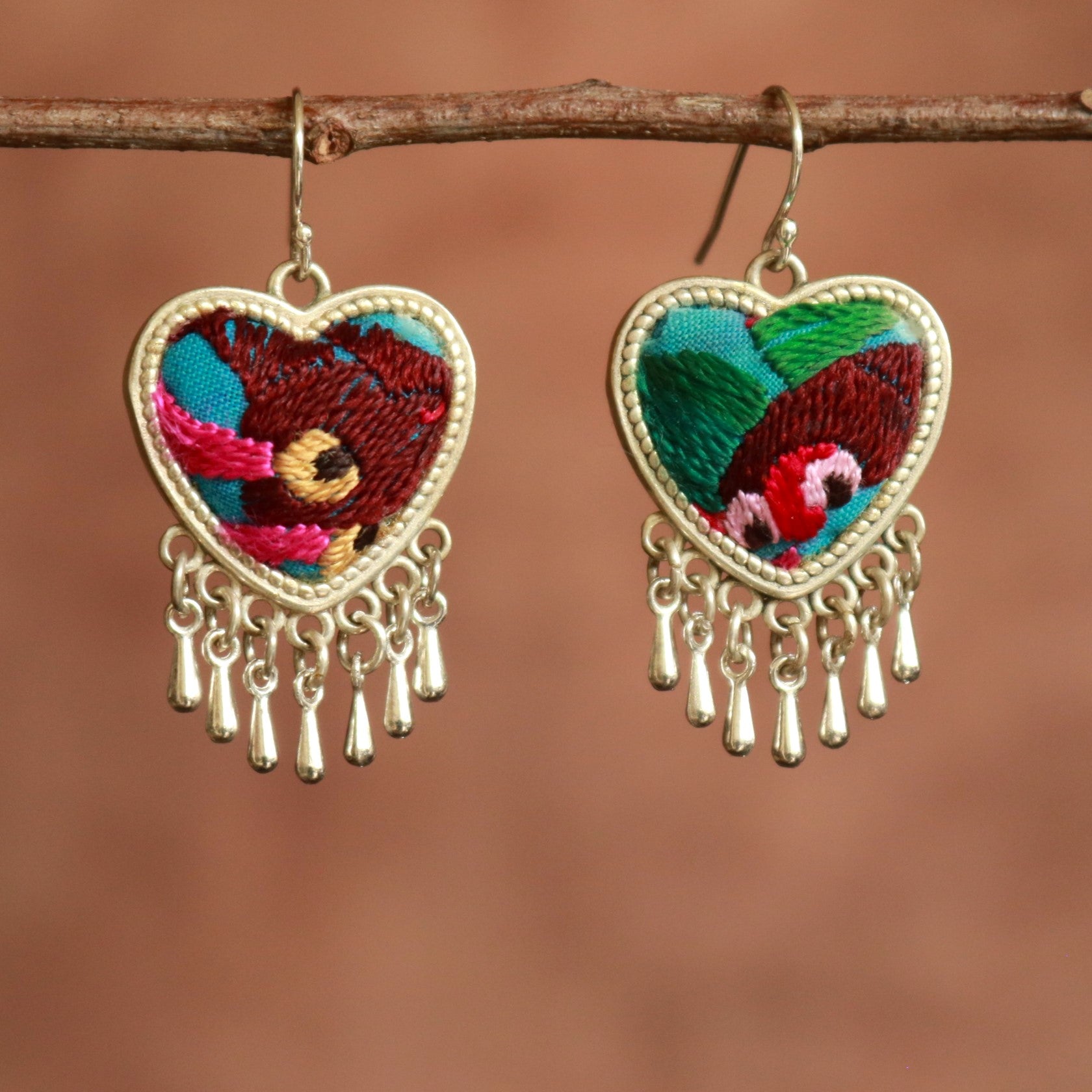 Serenity Hand Embroidered Teardrop Earrings