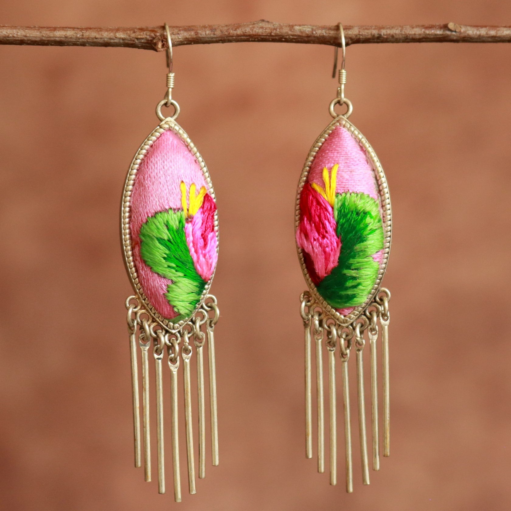 Dazzling Diva Embroidered Tassel Earrings