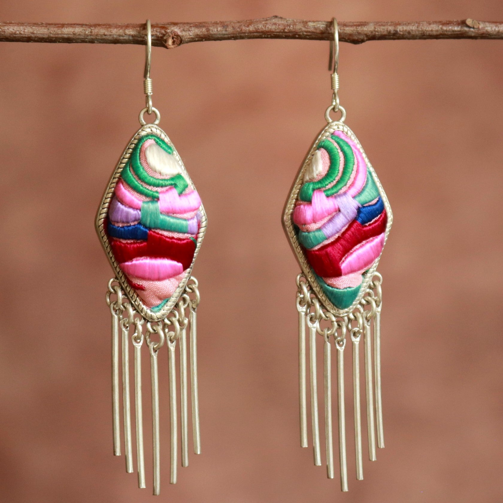 Dazzling Diva Embroidered Tassel Earrings