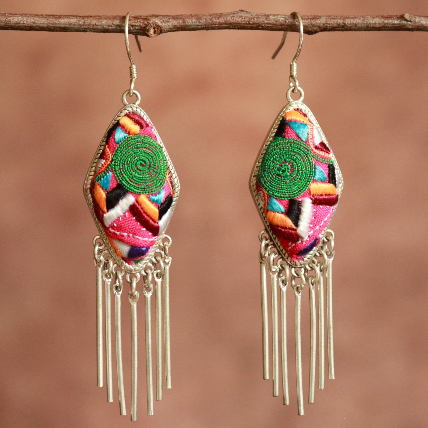 Dazzling Diva Hand Embroidered Tassel Earrings