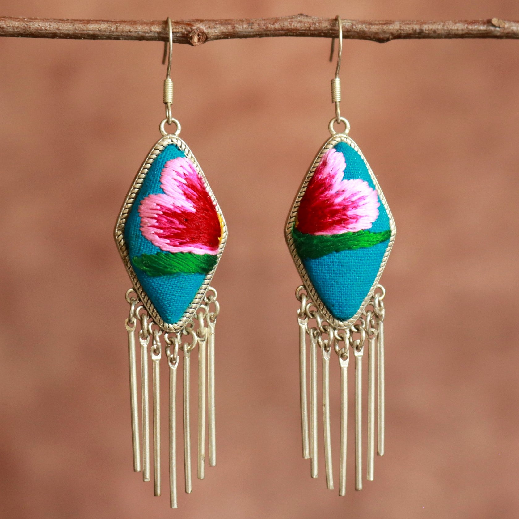 Dazzling Diva Embroidered Tassel Earrings