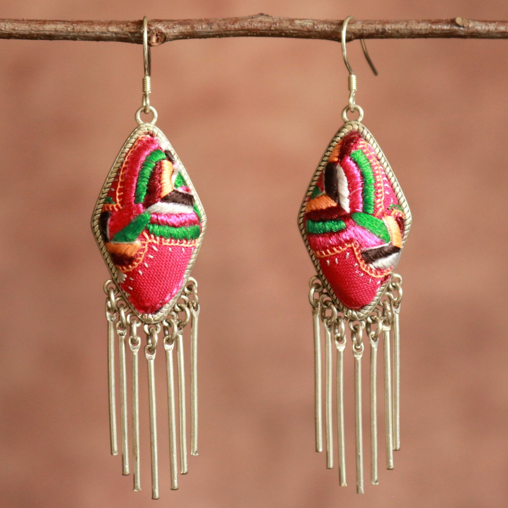 Dazzling Diva Embroidered Tassel Earrings