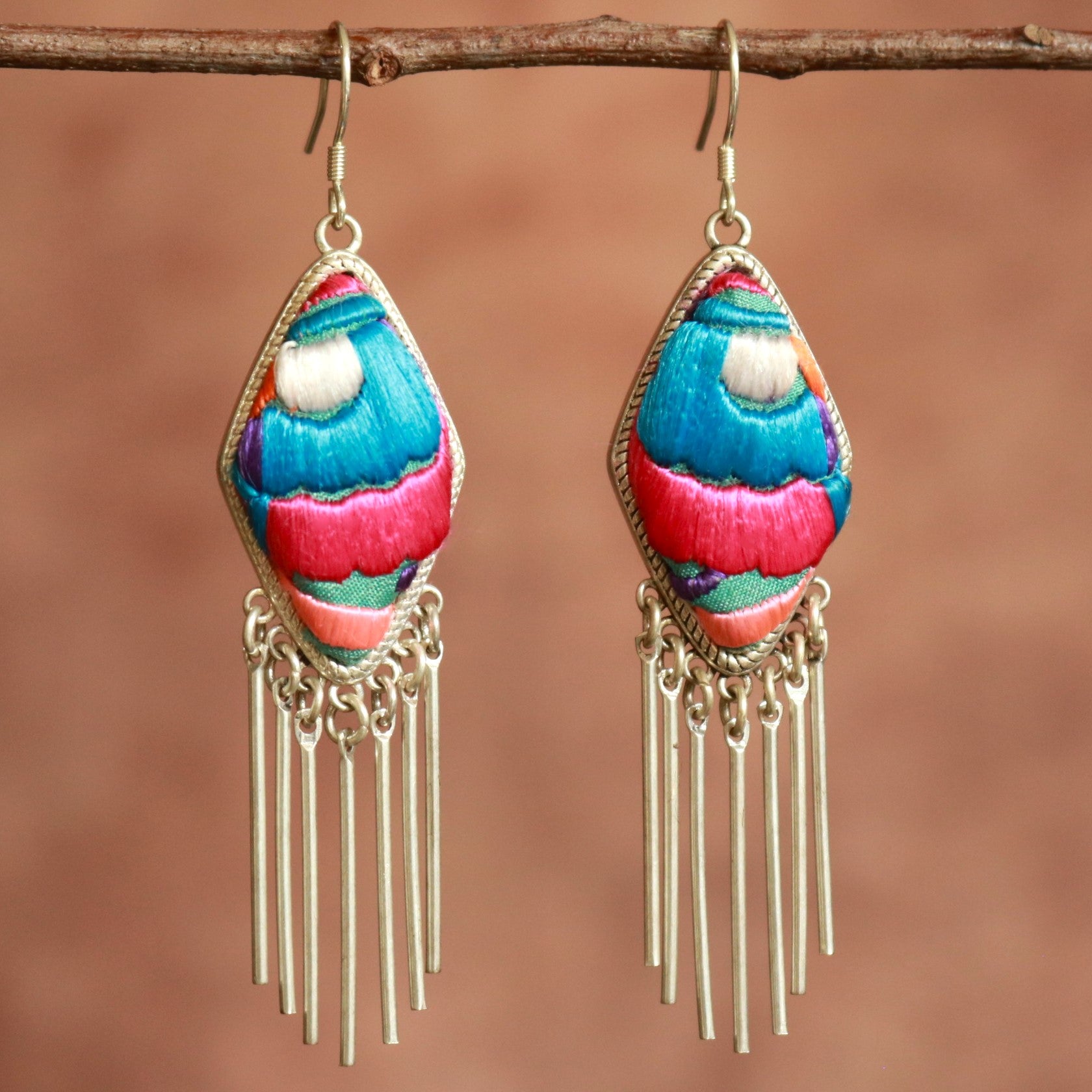 Dazzling Diva Embroidered Tassel Earrings