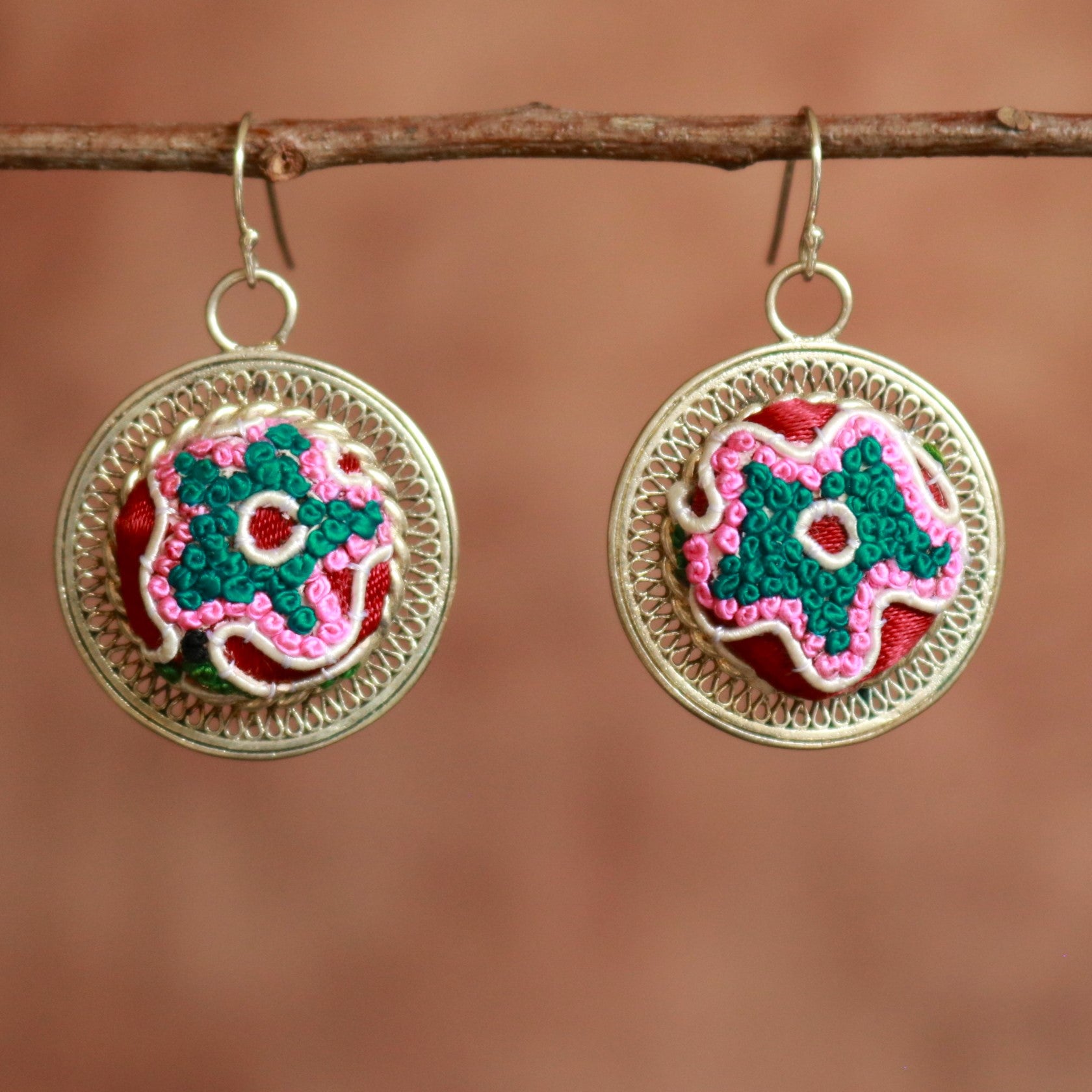 Enchanting Filigree Hand Embroidered Earrings