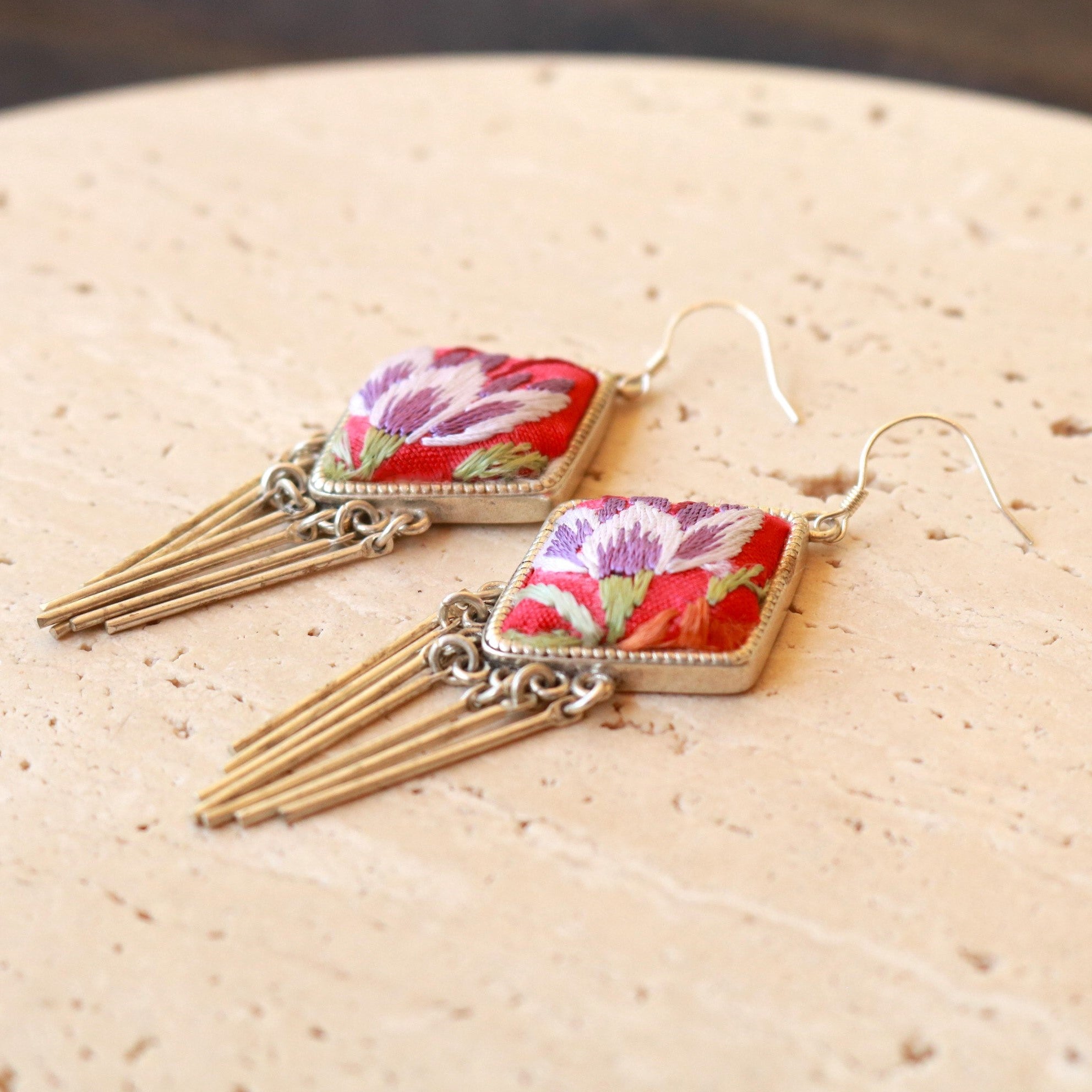 Dazzling Diva Embroidered Tassel Earrings