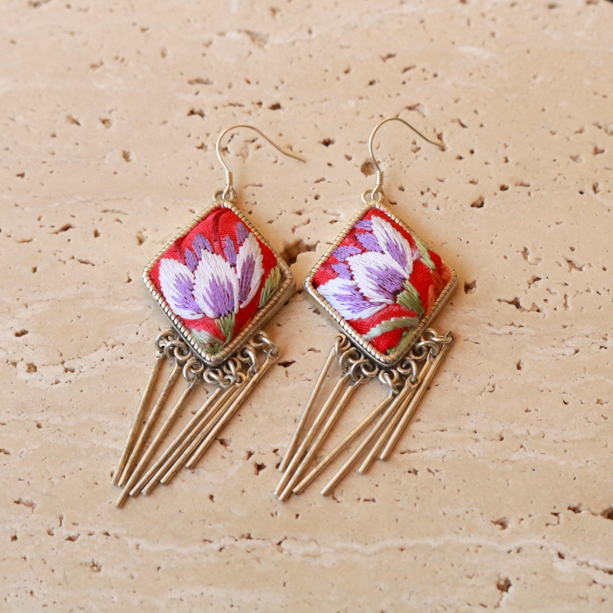Dazzling Diva Embroidered Tassel Earrings