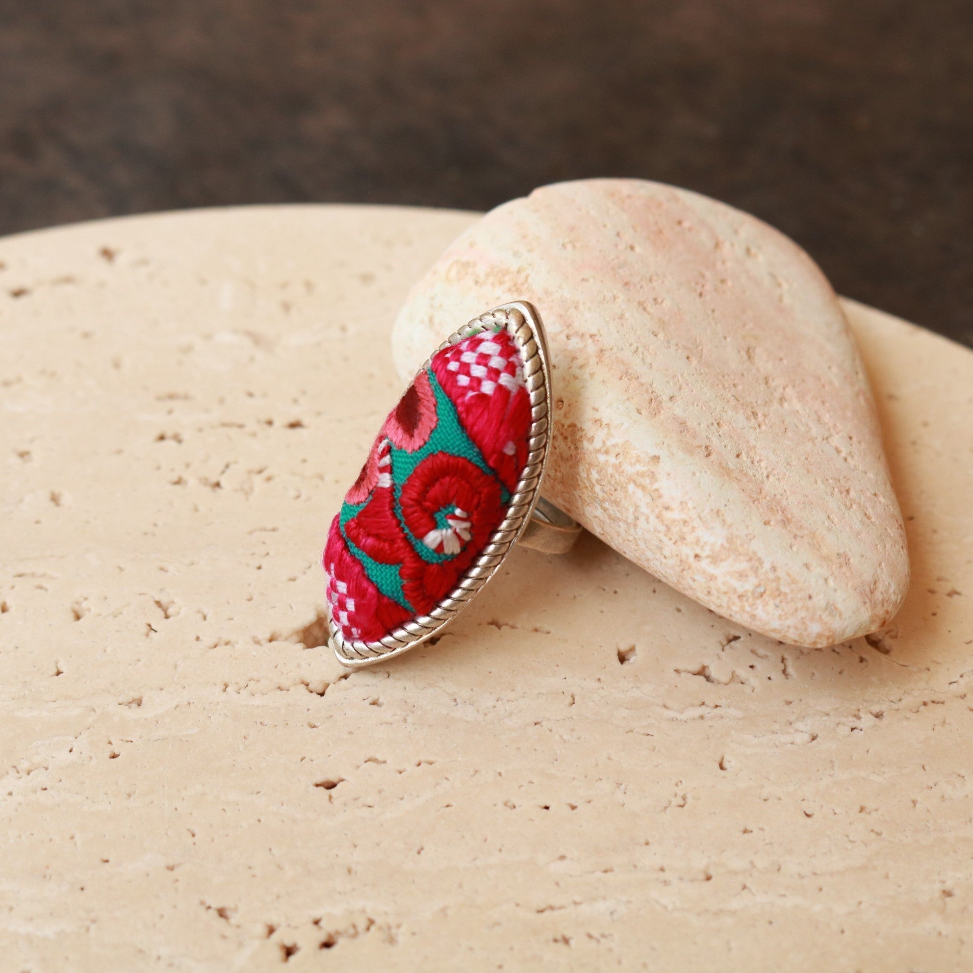 Fortune in a Finger Adjustable Embroidered Ring
