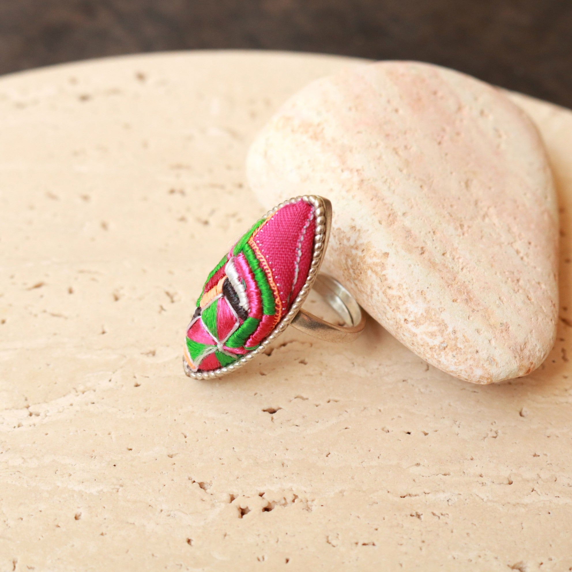 Fortune in a Finger Adjustable Embroidered Ring