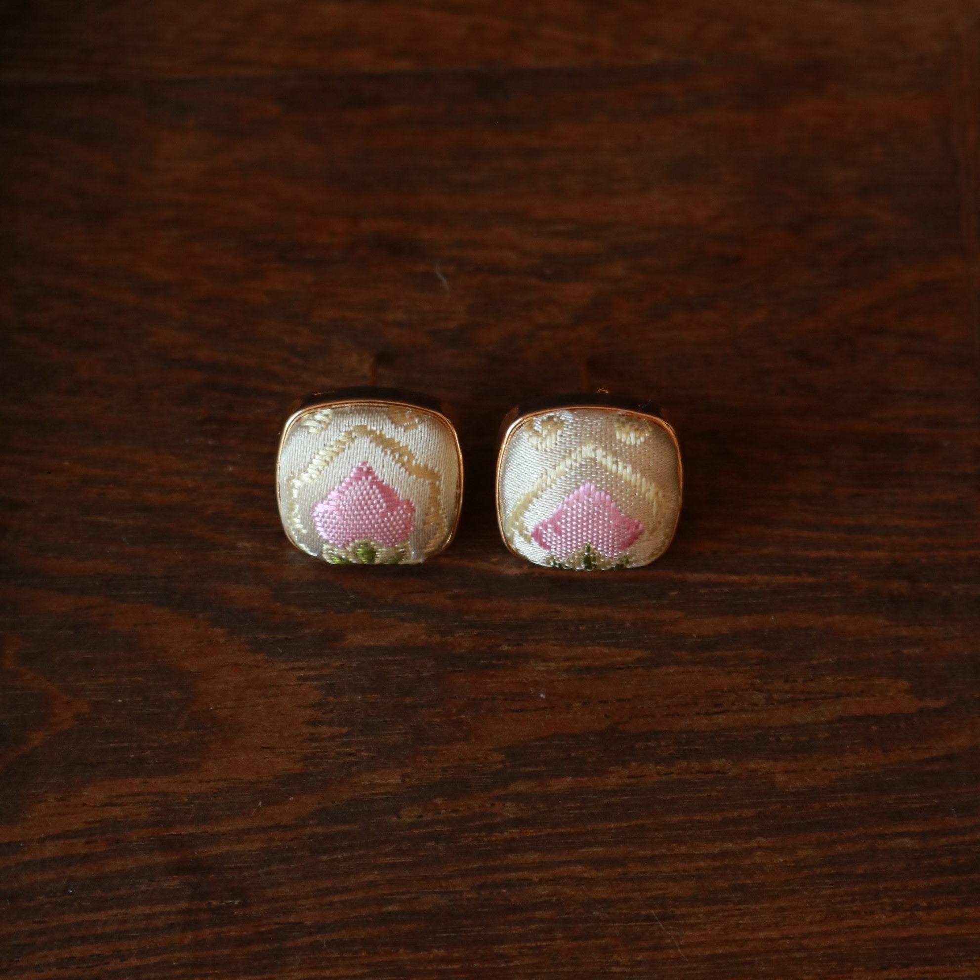 Hand Weaved Silk Hair Clip and Matching Ear Studs