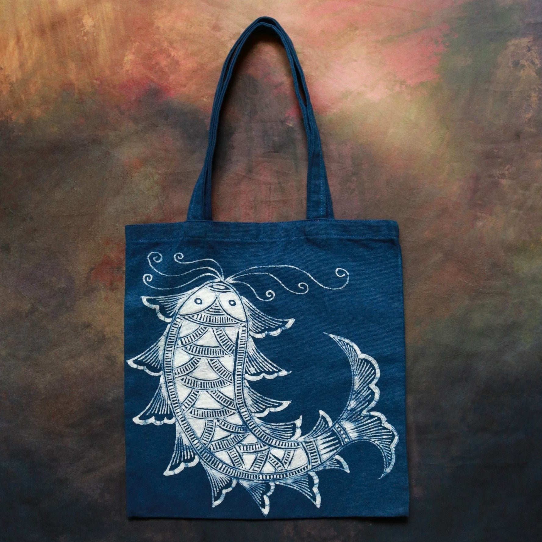 Embroidtale Canvas Bag Hand-Dyed Indigo Batik by the Ethnic Miao Tribe