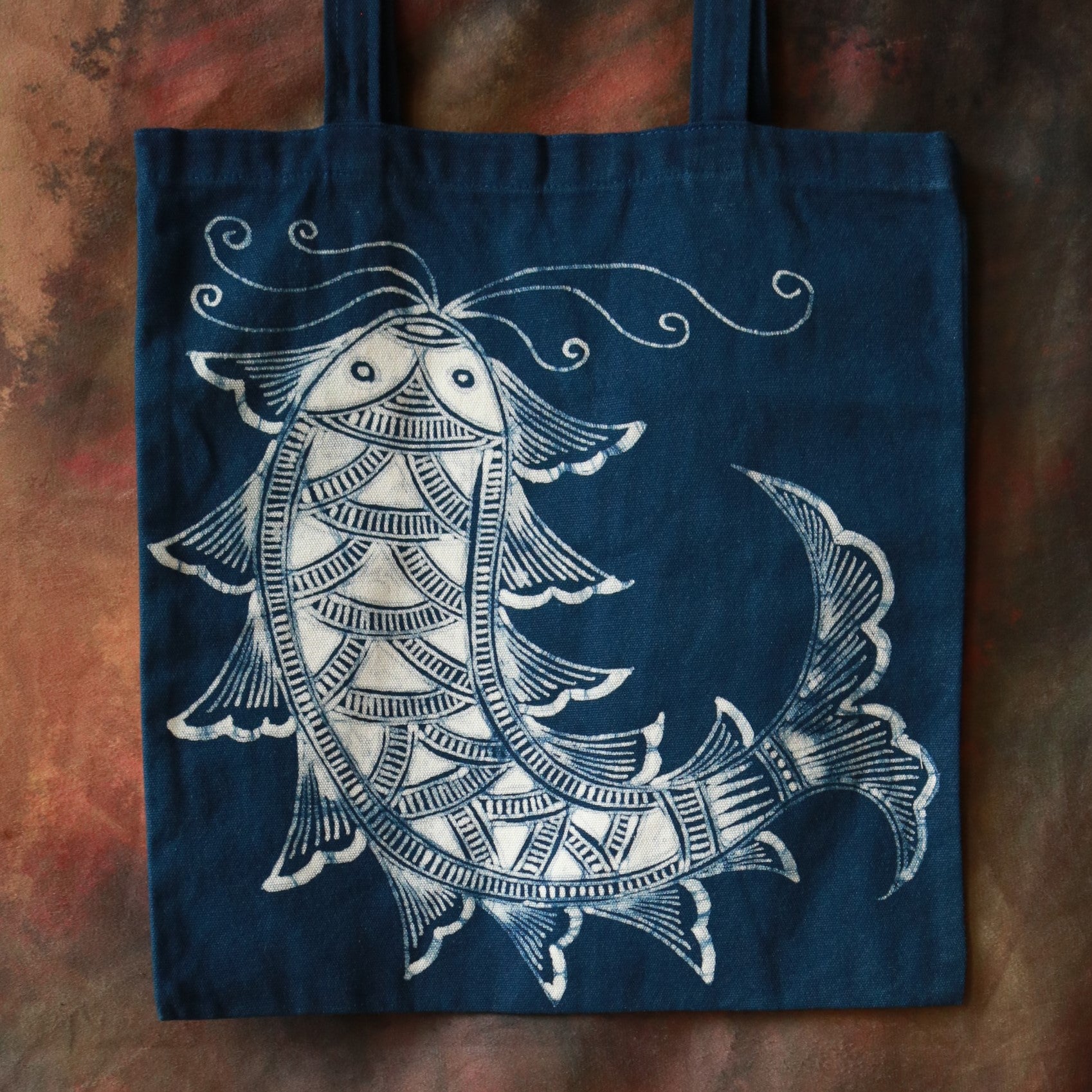 Embroidtale Canvas Bag Hand-Dyed Indigo Batik by the Ethnic Miao Tribe