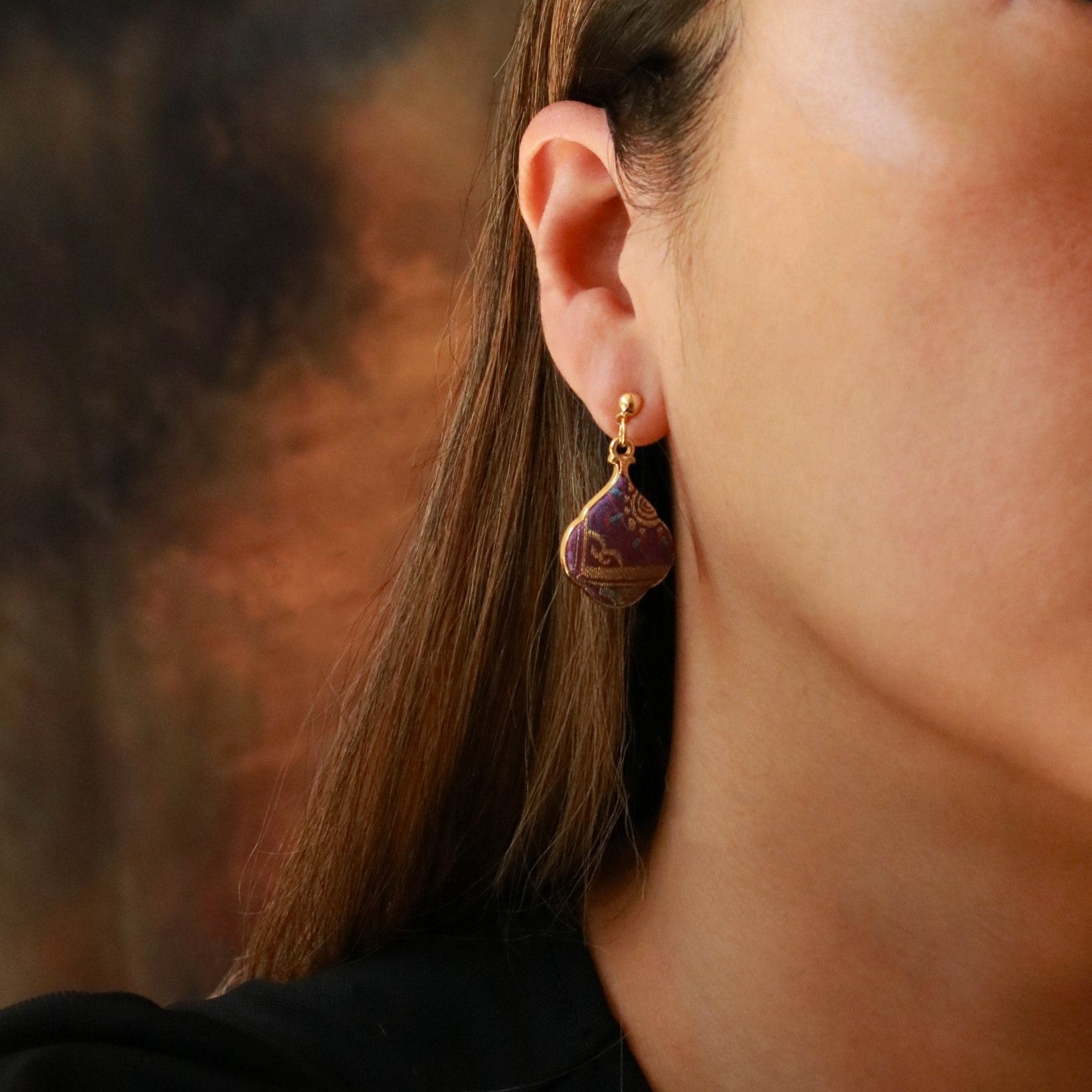 Hand Weaved Silk Hair Clip and Matching Earrings