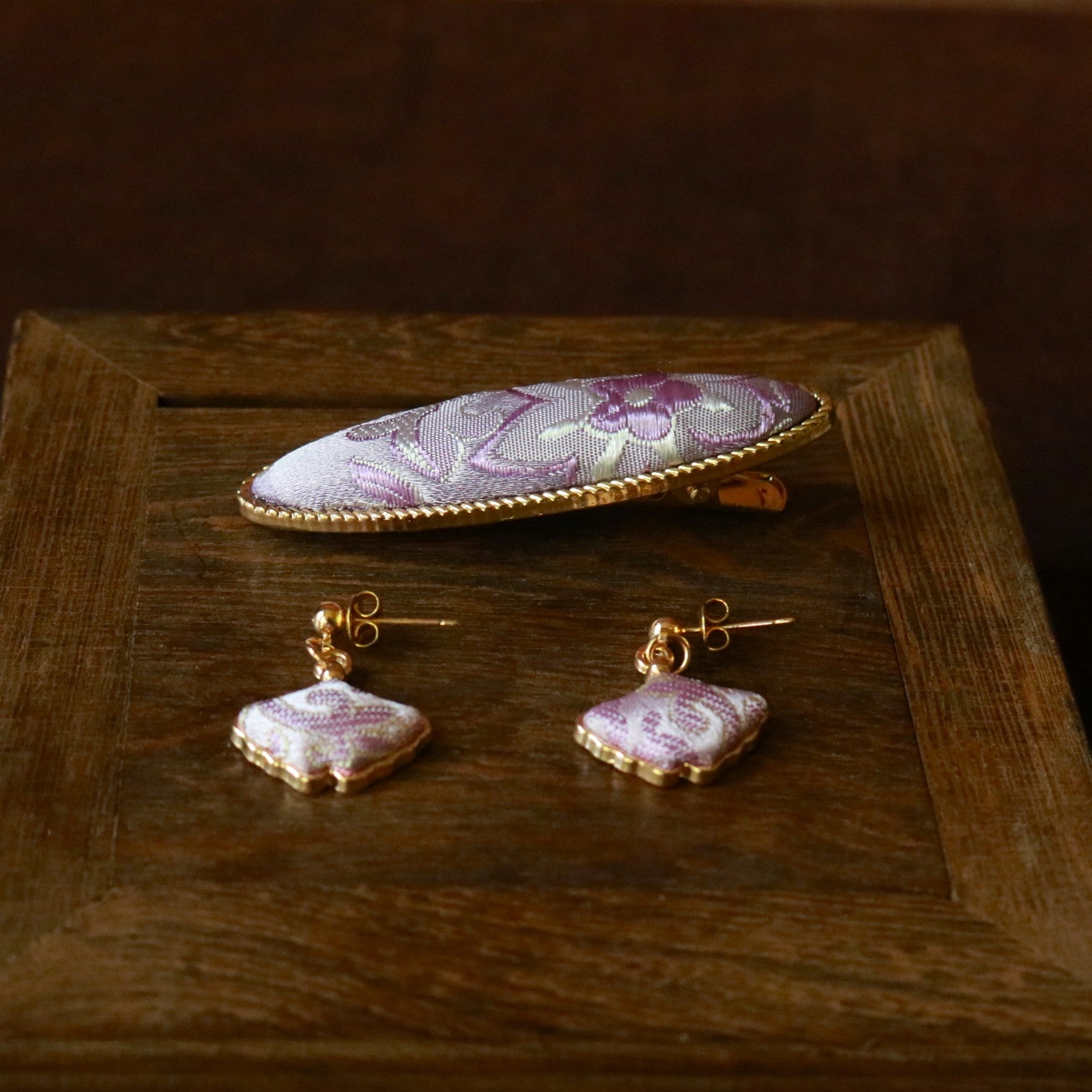 Hand Weaved Silk Hair Claw and Matching Earrings