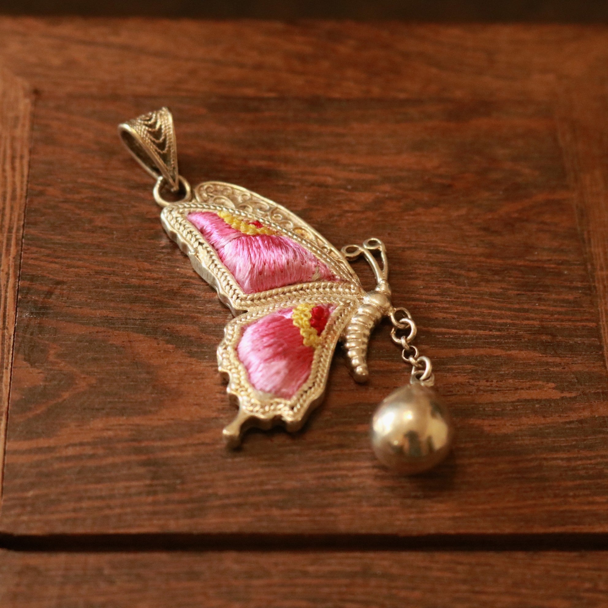 Cocoon of Comfort Butterfly Embroidered Necklace