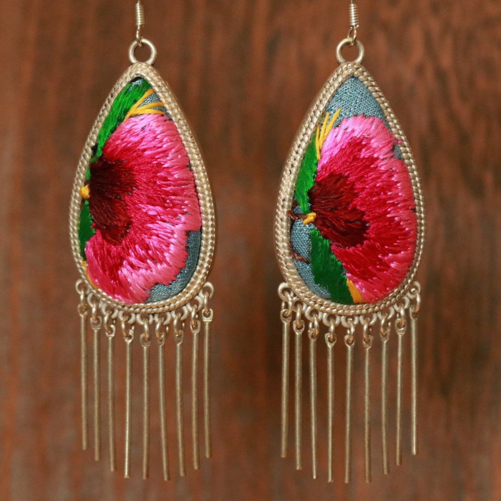 Raindrops Tassel Embroidered Earrings